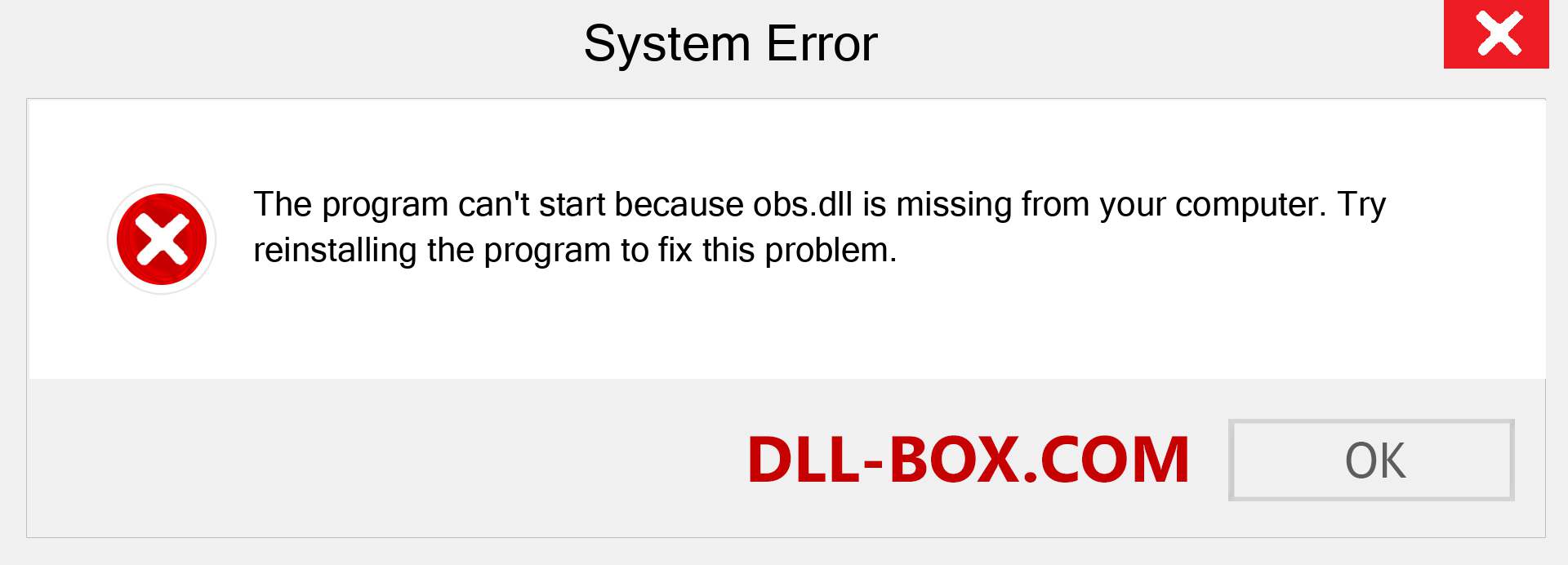  obs.dll file is missing?. Download for Windows 7, 8, 10 - Fix  obs dll Missing Error on Windows, photos, images